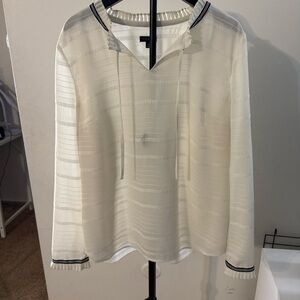 Talbots White Blouse with Black Trim